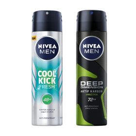 Nivea Men Cool Kick Fresh 150 ml Men Deep Dimension Amazonia 150 ml Erkek Sprey Deodorant