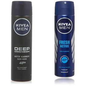 Nivea Men Deep Dimension 150 ml ve Fresh Active 150 ml Sprey Deodorant