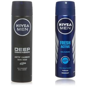 Nivea Men Deep Dimension 150 ml ve Fresh Active 150 ml Sprey Deodorant