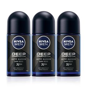 Nivea Men Deep Dimension 3x50 ml Deodorant Roll-On