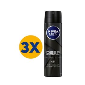 Nivea Men Deep Dimension 48 Saat Anti Perspirant Koruma 3x150 ml Erkek Sprey Deodorant