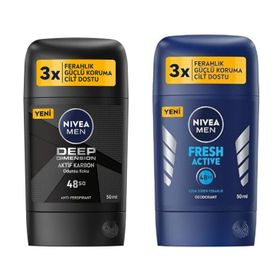 Nivea Men Deep Dimension 50 ml ve Fresh Active 50 ml Erkek Stick Deodorant