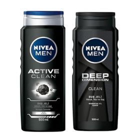 Nivea Men Deep Dimension 500 ml Duş Jeli ve Active Clean 500 ml Duş Jeli
