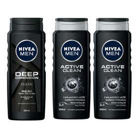 Nivea Men Deep Dimension 500 ml Duş Jeli ve Active Clean 500 ml Duş Jeli