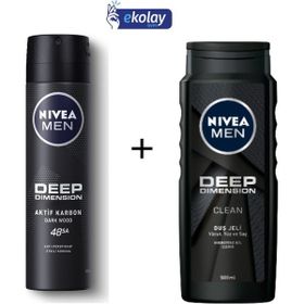 Nivea Men Deep Dimension 500 ml Duş Jeli ve Deep Dimension 150 ml Erkek Sprey Deodorant