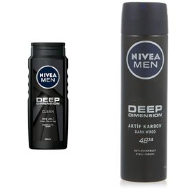 Nivea Men Deep Dimension 500 ml Duş Jeli ve Deep Dimension 150 ml Erkek Sprey Deodorant