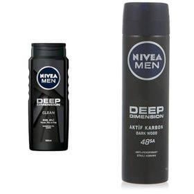 Nivea Men Deep Dimension 500 ml Duş Jeli ve Deep Dimension 150 ml Erkek Sprey Deodorant