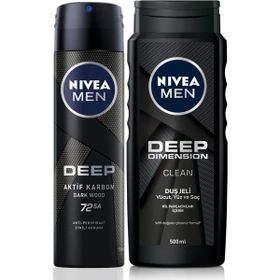 Nivea Men Deep Dimension 500 ml Duş Jeli ve Deep Dimension 150 ml Erkek Sprey Deodorant