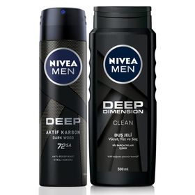 Nivea Men Deep Dimension 500 ML Duş Jeli ve Deep Dimension 150 ML Erkek Sprey Deodorant
