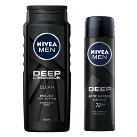 Nivea Men Deep Dimension 500 ml Duş Jeli ve Deep Dimension 150 ml Erkek Sprey Deodorant
