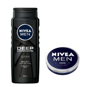 Nivea Men Deep Dimension 500 ml Duş Jeli ve Men Creme 75 ml Erkek Bakım Kremi
