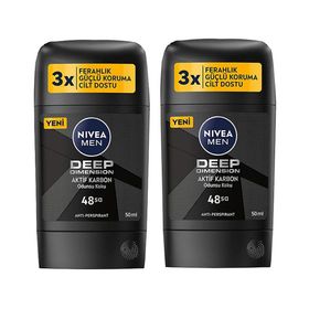 Nivea Men Deep Dimension Aktif Karbon 2x50 ml Erkek Stick Deodorant