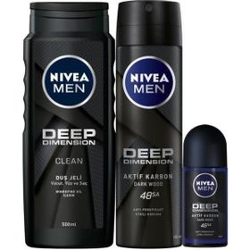 Nivea Men Deep Dimension Clean 500 ml Duş Jeli + Deep Dimension 200 ml Tıraş Jeli + Deep Dimension 100 ml Yüz&Sakal Yıkama Jeli +Deep Dimension 100 ml Tıraş Sonrası Losyon