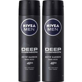 Nivea Men Deep Dimension Dark Wood Aktif Karbon 2x150 ml Erkek Sprey Deodorant