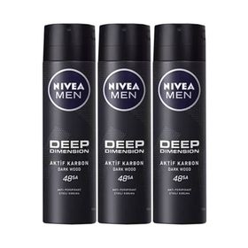Nivea Men Deep Dimension Dark Wood Aktif Karbon 3x150 ml Erkek Sprey Deodorant