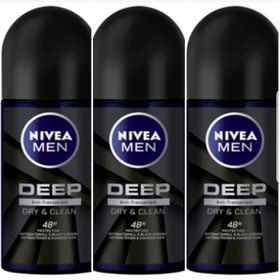 Nivea Men Deep Dry and Clean 3x50 ml Roll-On