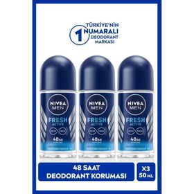 Nivea Men Erkek Fresh Active 48 Saat Deodorant Koruması 3x50 ml Roll-On Deodorant