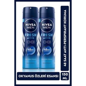 Nivea Men Fresh Active 2x150 ml Erkek Sprey Deodorant