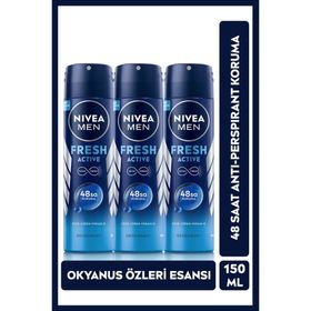 Nivea Men Fresh Active 3x150 ml Erkek Sprey Deodorant