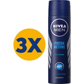 Nivea Men Fresh Active 3x150 ml Erkek Sprey Deodorant
