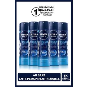 Nivea Men Fresh Active 5x150 ml Erkek Sprey Deodorant