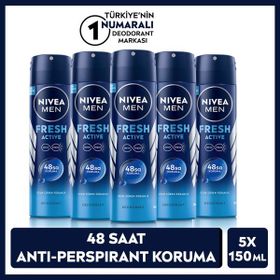 Nivea Men Fresh Active 5x150 ml Erkek Sprey Deodorant