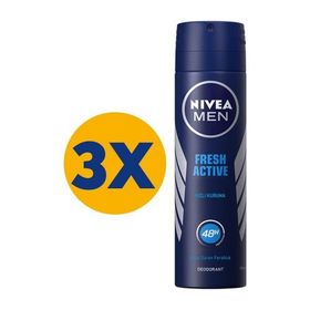 Nivea Men Fresh Active Pudrasız 3x150 ml Erkek Sprey Deodorant