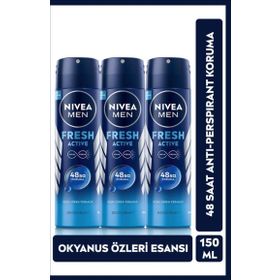 Nivea Men Fresh Active Pudrasız 3x150 ml Erkek Sprey Deodorant