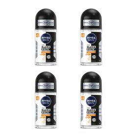 Nivea Men Invisible Black and White Güçlü Etki 4x50 ml Erkek Roll-On