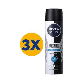 Nivea Men Invisible Black White Fresh 3x150 Ml Deodorant