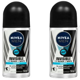 Nivea Men Invisible Black&White Fresh 2x50 ml Erkek Roll-On Deodorant