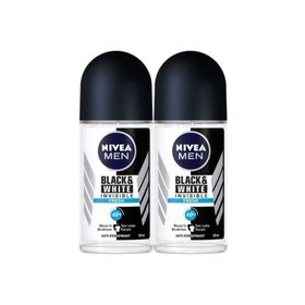 Nivea Men Invisible Black&White Fresh 2x50 ml Erkek Roll-On Deodorant