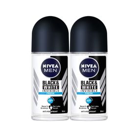 Nivea Men Invisible Black&White Fresh 2x50 ml Erkek Roll-On Deodorant