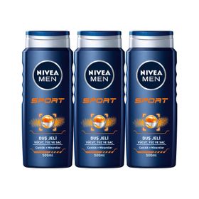 Nivea Men Sport 3x500 ml Erkek Saç ve Vücut Şampuanı