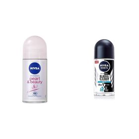 Nivea Pearl Beauty 50 ml Kadın Roll On Deodorant ve Men Black White Invisible Fresh 50 ml Erkek Roll On Deodorant