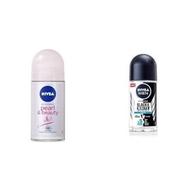 Nivea Pearl Beauty 50 ml Kadın Roll On Deodorant ve Men Black White Invisible Fresh 50 ml Erkek Roll On Deodorant