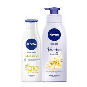 Nivea Q10 Sıkılaştırıcı Vücut Losyonu 250 ml ve Vanilya Badem Yağı Pump Losyon