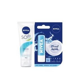 Nivea Soft 75 ml El Kremi + Nivea Med Repair 4,8 g Dudak Bakım Kremi Set