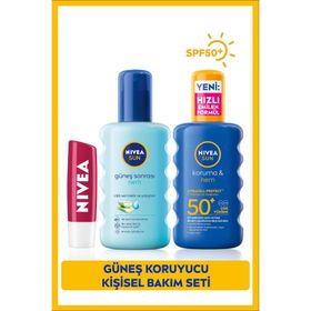 Nivea Sun Güneş Koruyucu Kişisel Bakım Seti - 200 ml Güneş Kremi - Güneş Sonrası Sprey - Dudak Bakım Kremi
