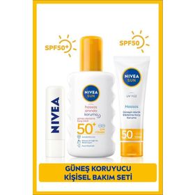 Nıvea Sun Hassas Güneş Koruyucu Kişisel Bakım SETI,SPF50+ 50 ml Yüz Güneş Kremi Dudak Bakım Kremi