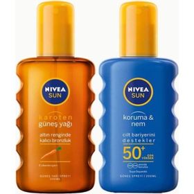 Nivea Sun Karoten Özlü 200 ml Güneş Yağ Spreyi + Koruma & Nem GKF 50+ 200 ml Nemlendirici Güneş Spreyi