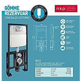 Nkp 0060 Mat Krom İki Kademeli Gömme Rezervuar Butonu