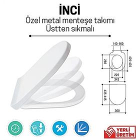 Nkp Sedef Kare Soft Close Yavaş Kapanan Amortisörlü Klozet Kapağı