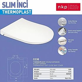 Nkp Slim İnci Yavaş Kapanan Amortisörlü Kapak Klozet Kapağı