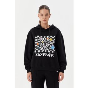 No Fear 72468 Siyah Kapüşonlu Kadın Sweatshirt