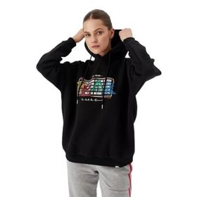 No Fear 72476 Siyah Oversize Kapüşonlu Kadın Sweatshirt