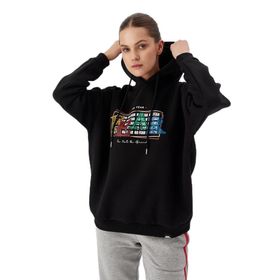 No Fear 72476 Siyah Oversize Kapüşonlu Kadın Sweatshirt