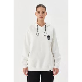 No Fear 72478 Beyaz Oversize Kapüşonlu Kadın Sweatshirt