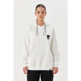 No Fear 72478 Beyaz Oversize Kapüşonlu Kadın Sweatshirt