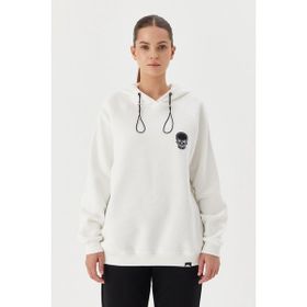 No Fear 72478 Beyaz Oversize Kapüşonlu Kadın Sweatshirt